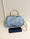 Elegant Blue Lace Embroidery Handbag for Special Occasions