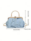 Elegant Blue Lace Embroidery Handbag for Special Occasions