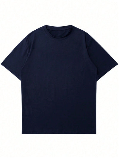 Men's Simple Print Round Neck T-Shirt - Casual Style for Everyday Wear