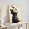 Whimsical Wall Art: A Bird Standing On A Cat's Head - Unframed Canvas Poster