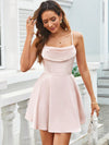 Elegant Empire: Solid Color Draped Neck Bridesmaid Dress