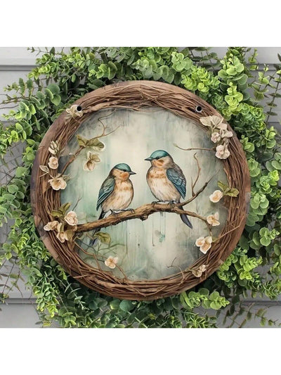 Bird and Forest Pattern Wooden Plaque for Crafts: 8x8 Inches