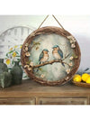 Bird and Forest Pattern Wooden Plaque for Crafts: 8x8 Inches