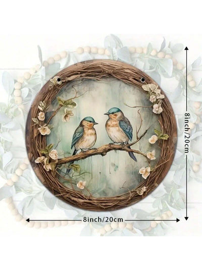 Bird and Forest Pattern Wooden Plaque for Crafts: 8x8 Inches