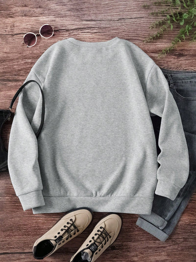 Cozy Comfort: Casual Long Sleeve Sweatshirt with English Letter Printing