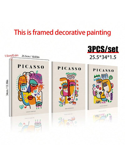 3 Piece Picasso Exhibition Canvas Poster Set - Modern Art Prints for Bedroom, Living Room, and Corridor Wall Décor