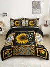 Sunflower Serenity: 3-Piece Rural Style Bedding Set with High-Definition Floral Print