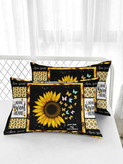 Sunflower Serenity: 3-Piece Rural Style Bedding Set with High-Definition Floral Print