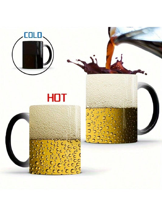 This color-changing ceramic beer mug is the perfect addition to any office space. Watch as your drink transforms into vibrant colors, adding a touch of magic to your day. Made with high-quality materials, this mug is both functional and eye-catching. Elevate your workspace with Brewing Magic.