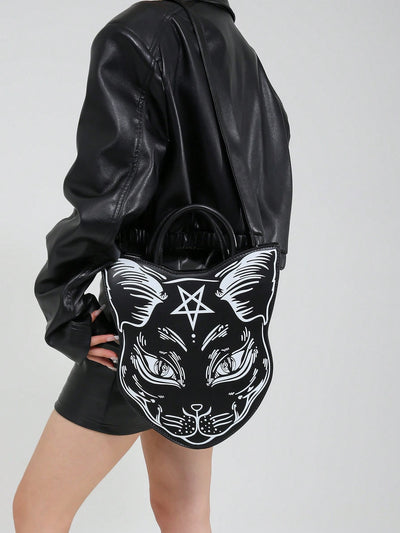 Spooky-Chic Double Handle Trick-or-Treat Shoulder Bag: Perfect for Gothic Ghosts and Teen Girls