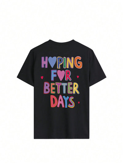 Slogan Heartprint Casual Tee: Stay Cool and Stylish this Summer!