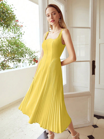 Elegant Pleated Corset Midi Dress: A Premium Statement Piece