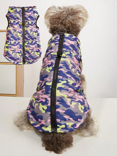 Stylish Color Block Camouflage Dog Vest for Autumn and Winter - Perfect for Bichon Poodles!