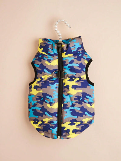 Stylish Color Block Camouflage Dog Vest for Autumn and Winter - Perfect for Bichon Poodles!