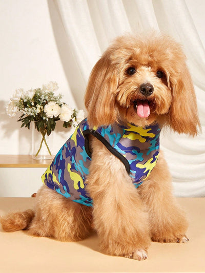 Stylish Color Block Camouflage Dog Vest for Autumn and Winter - Perfect for Bichon Poodles!