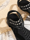 Sun-Kissed Style: Women's Summer 2024 Woven Straw Ribbon Beach Flat Sandals