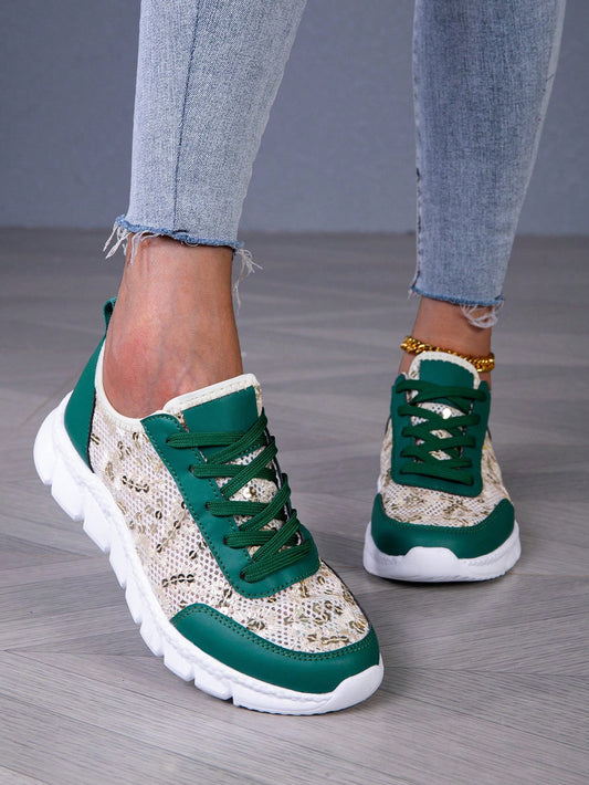 Sparkling Glitter Lace-Up Sneakers: The Ultimate Streetwear Style for Women