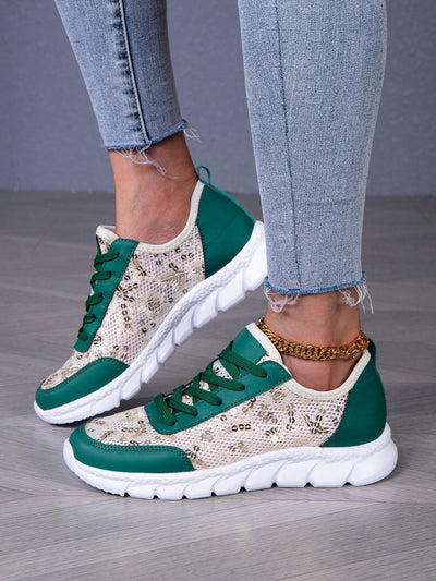 Sparkling Glitter Lace-Up Sneakers: The Ultimate Streetwear Style for Women