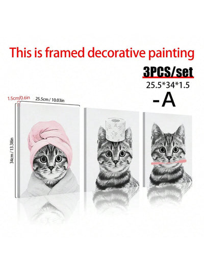 Cute Cat Art Canvas Poster Set: Ideal Fall Decor for Bedroom, Living Room, and Corridor Walls