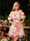 Frenchy Floral Fantasy: Women's Puff Sleeve Summer Dress