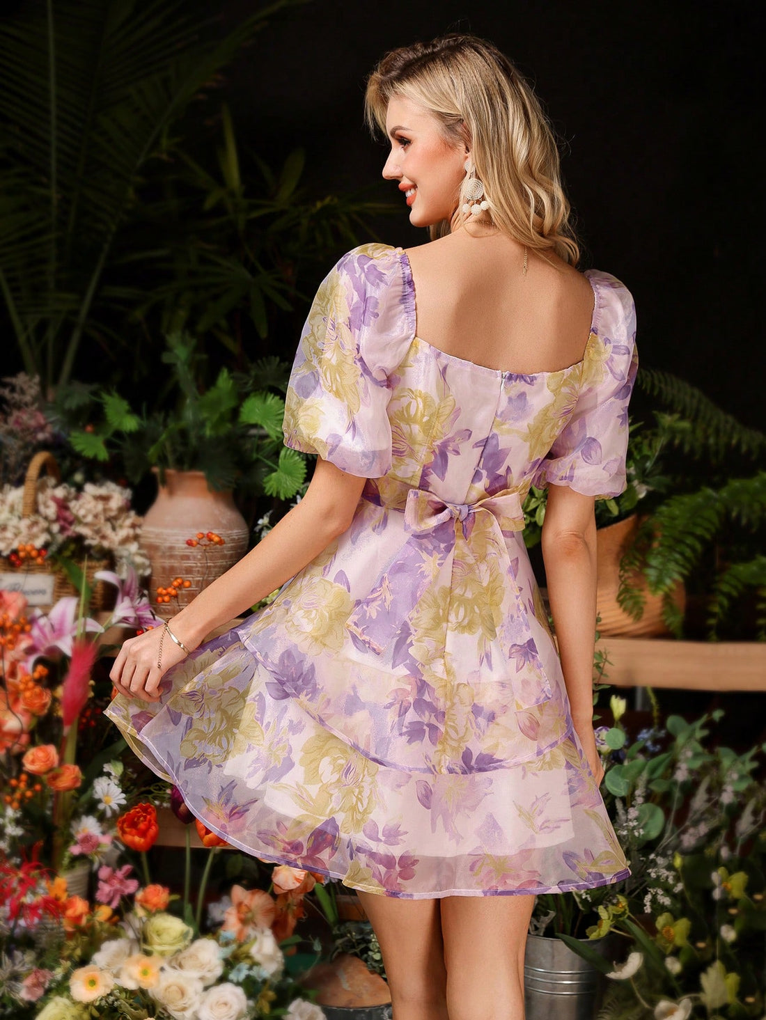 With its elegant Frenchy floral design and comfortable puff sleeves, this summer dress is a must-have for any stylish woman. Made from lightweight materials, it provides a perfect balance of style and comfort, making it the ideal choice for any summer occasion. Channel your inner fashionista with this beautiful dress.