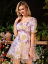 Frenchy Floral Fantasy: Women's Puff Sleeve Summer Dress