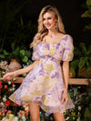 Frenchy Floral Fantasy: Women's Puff Sleeve Summer Dress