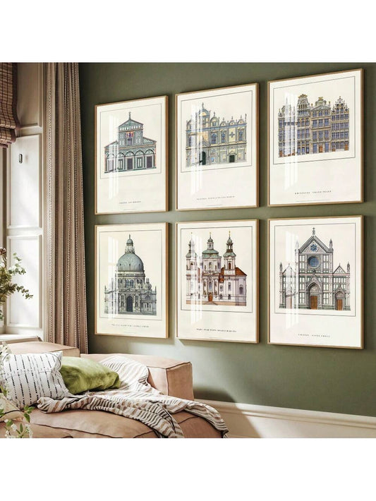 Vintage City Buildings Art Poster Set: Add a Touch of World Travel to Your Home Decor