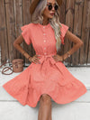 Polka Dot Perfection: Elegant Summer Dress with Ruffled Hem and Waist Belt