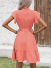 Polka Dot Perfection: Elegant Summer Dress with Ruffled Hem and Waist Belt