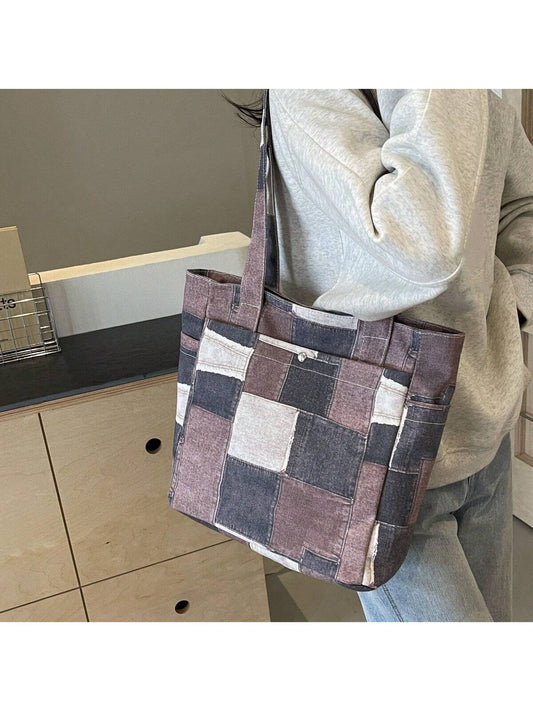 Multi-Pocket Canvas Denim Effect Tote Bag: The Ultimate Women's Fashion Backpack