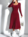 Women's Ribbed Turtleneck Long Sleeve Dress - Effortless Style & Comfort