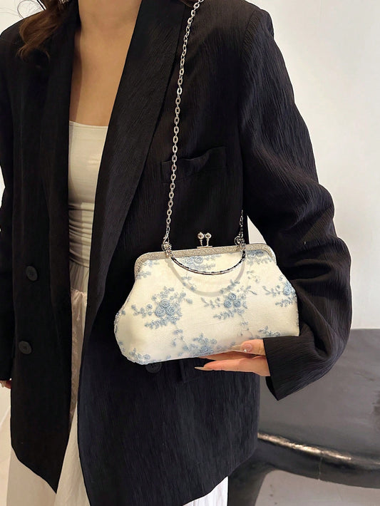 Blue Lovely Flower Handbag: The Perfect Accessory for Special Occasions
