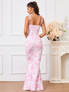 Blooming Beauty: Floral Print Tie Shoulder Mermaid Hem Maxi Cami Dress