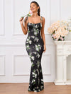 Blooming Beauty: Floral Print Tie Shoulder Mermaid Hem Maxi Cami Dress