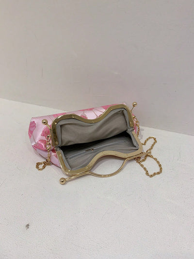 Pretty in Pink Lotus: Fashionable Evening Bag Perfect for Parties, Weddings, and Prom