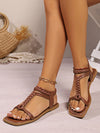 Sun-Kissed Style: Women's Summer 2024 Woven Straw Ribbon Beach Flat Sandals