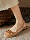 Chic Backless Strap Sandals with Metal Buckle - Trendy Low Chunky Heel for Spring/Summer