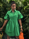 Chic Summer Solid Color Shirt Dress for Holiday