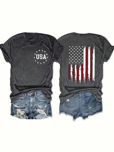 Show Your American Pride with Women's Patriotic Short Sleeve T-Shirt