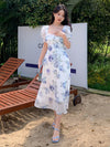 Nice Dreams: Summer Floral Printed Square Neck Short Sleeve Dress