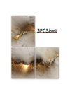 Gorgeous Golden Cloud Canvas Wall Art Set - 3pcs Modern Abstract Paintings for Home or Office Décor