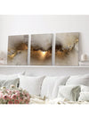 Gorgeous Golden Cloud Canvas Wall Art Set - 3pcs Modern Abstract Paintings for Home or Office Décor