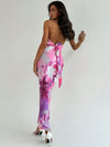 Floral Elegance: Stunning Cowl Neck Backless Dress