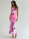 Floral Elegance: Stunning Cowl Neck Backless Dress