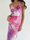 Floral Elegance: Stunning Cowl Neck Backless Dress