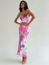 Floral Elegance: Stunning Cowl Neck Backless Dress