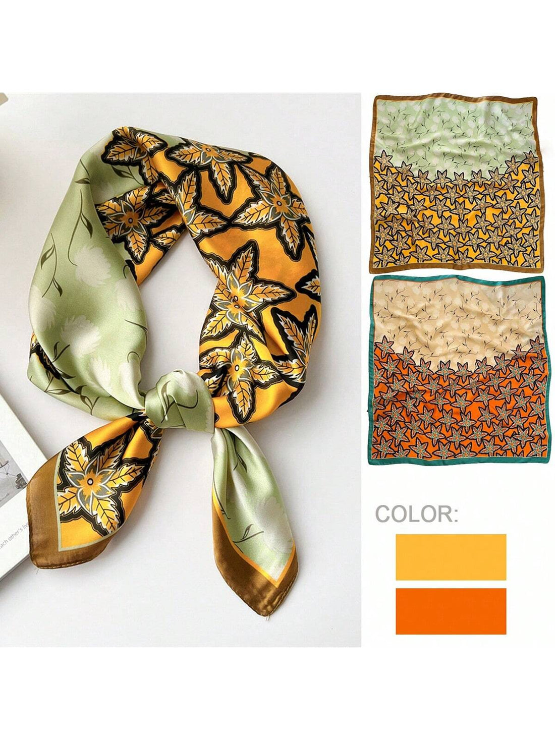 Elevate your style with our Chic Leaf Print Silk Bandana, a must-have accessory for any fashion-forward woman. Made from luxurious silk, this bandana features a timeless leaf print that adds a touch of sophistication to any outfit. Perfect for any occasion, this bandana is a versatile addition to your wardrobe.