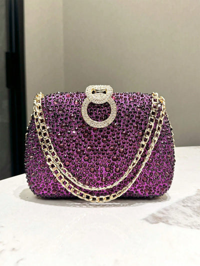 Royal Radiance: Purple Rhinestone Evening Clutch for Elegant Events