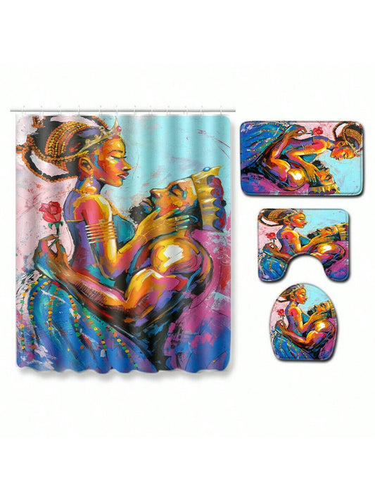 Royalty in Your Bathroom: African King and Queen Shower Curtain and Bath Mat Set